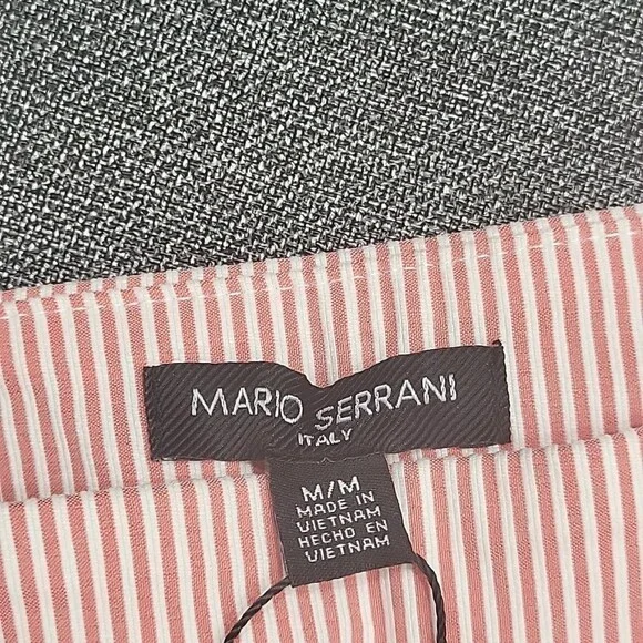 Womens Capri Pull On Striped Pants with Pockets Medium Size Tomato Red/Ivory - Picture 9 of 11